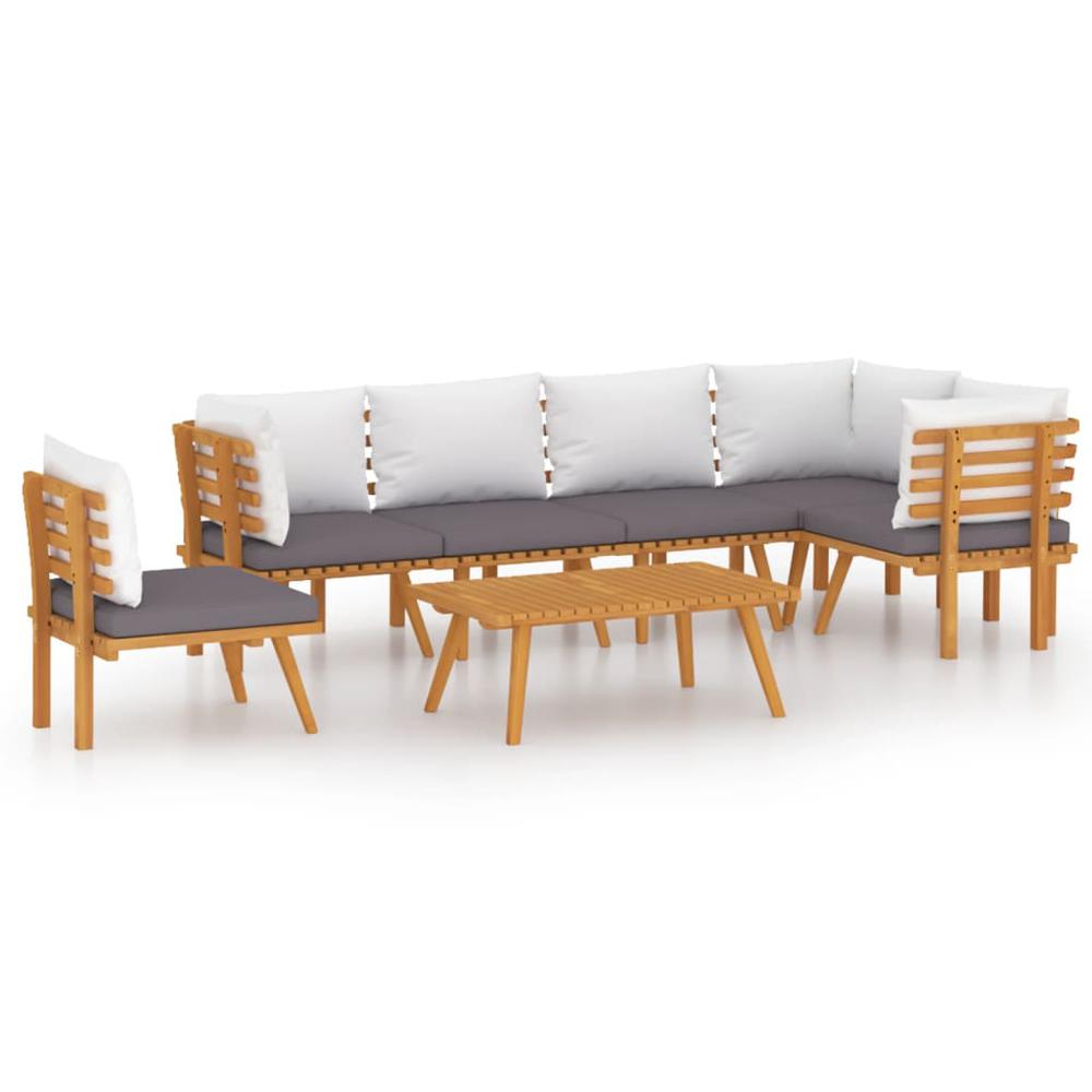 vidaXL 7 Piece Patio Lounge Set with Cushions Solid Acacia Wood, 3087031. Picture 2