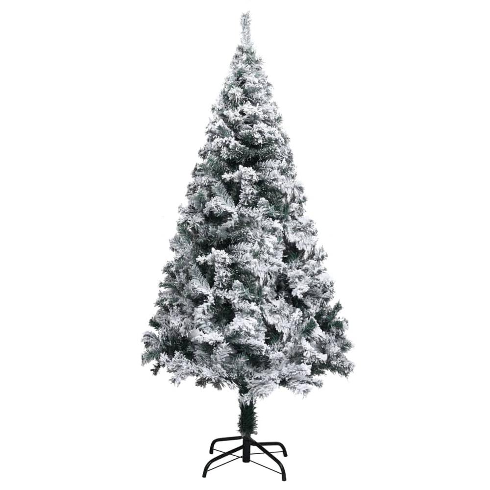 vidaXL Artificial Christmas Tree with LEDs&Flocked Snow Green 94.5". Picture 3