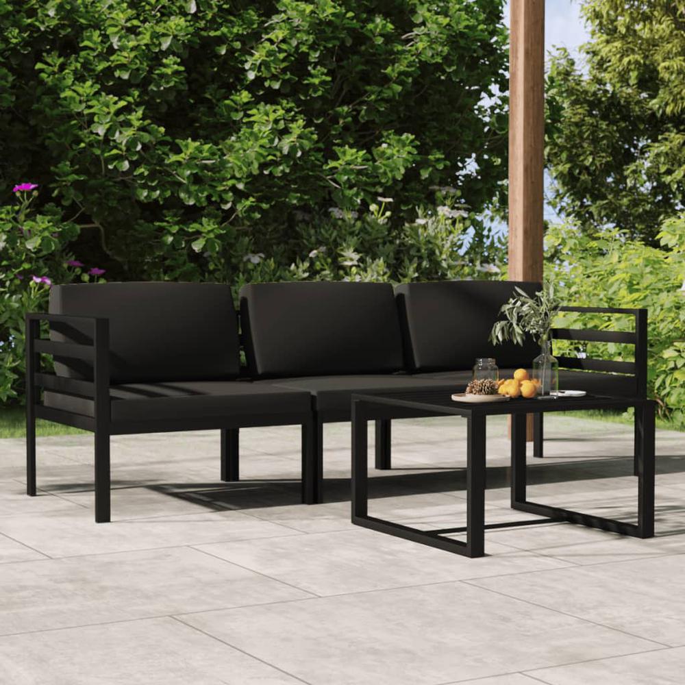 vidaXL 4 Piece Patio Lounge Set with Cushions Aluminum Anthracite, 3107776. Picture 1