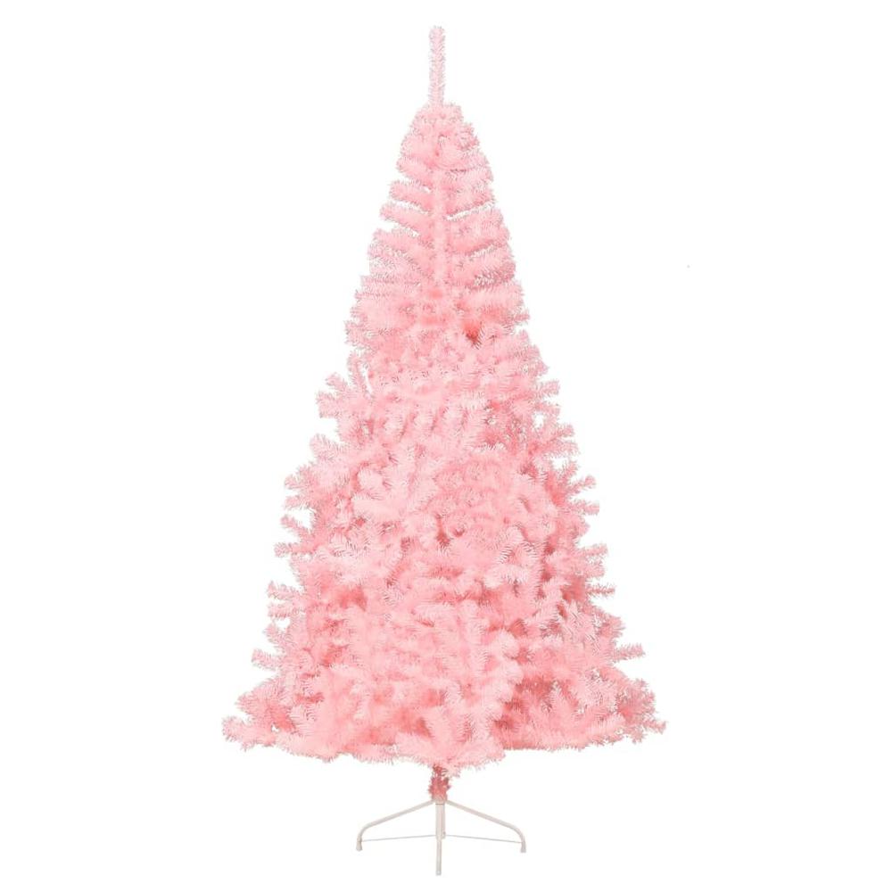vidaXL Artificial Half Christmas Tree with Stand Pink 94.5" PVC. Picture 4