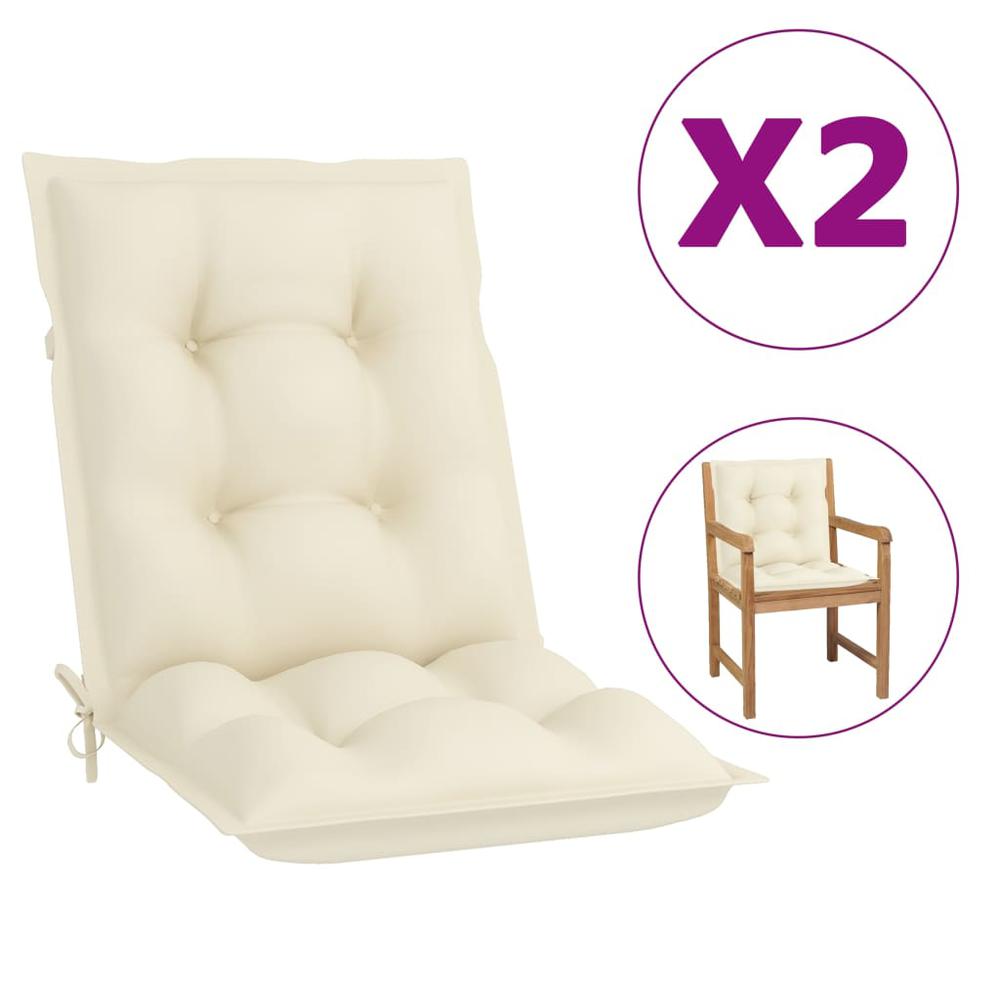 vidaXL Garden Chair Cushions 2 pcs Cream 39.4"x19.7"x2.8". Picture 1