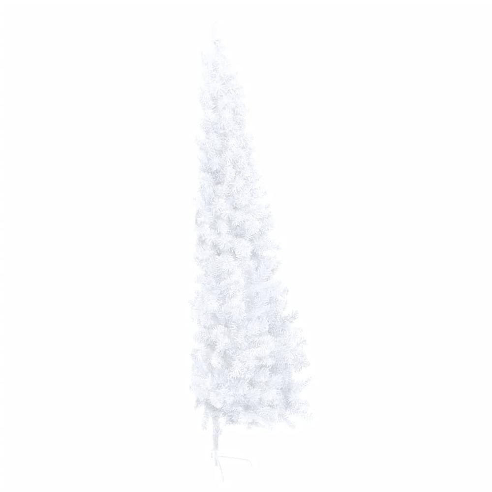 vidaXL Artificial Half Christmas Tree with Stand White 82.7" PVC. Picture 4