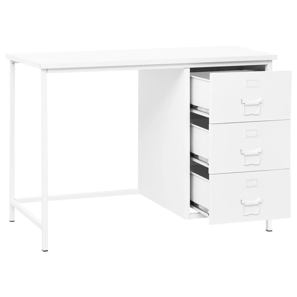 vidaXL Industrial Desk with Drawers White 41.3"x20.5"x29.5" Steel. Picture 3