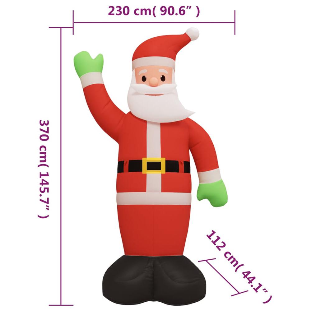 vidaXL Christmas Inflatable Santa Claus with LEDs 145.7". Picture 12