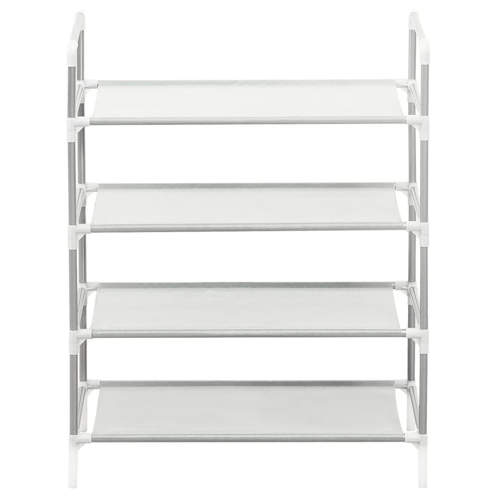 vidaXL Shoe Rack with 4 Shelves Metal and Non-woven Fabric Silver. Picture 3