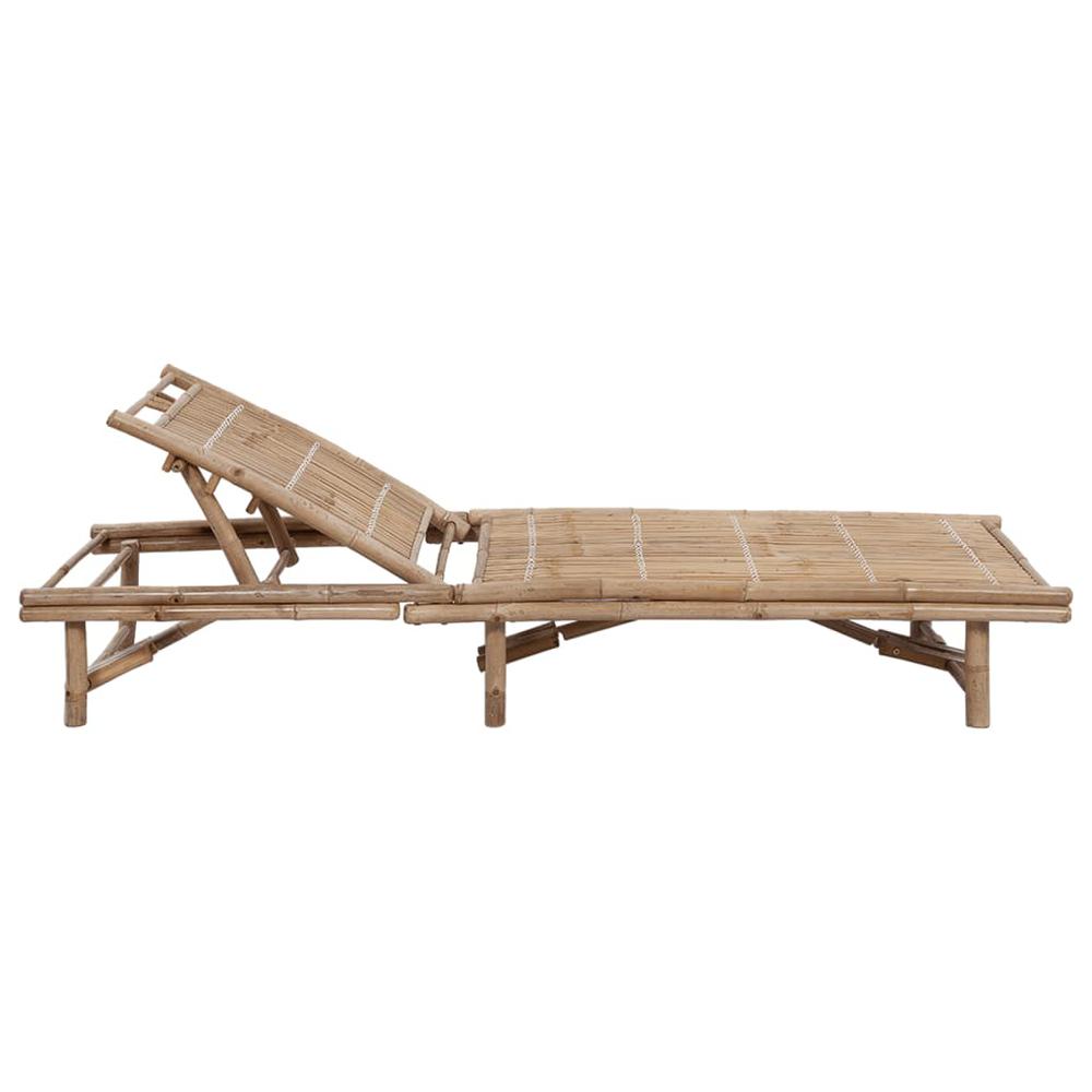 vidaXL Patio Sun Lounger with Cushion Bamboo, 3061633. Picture 3