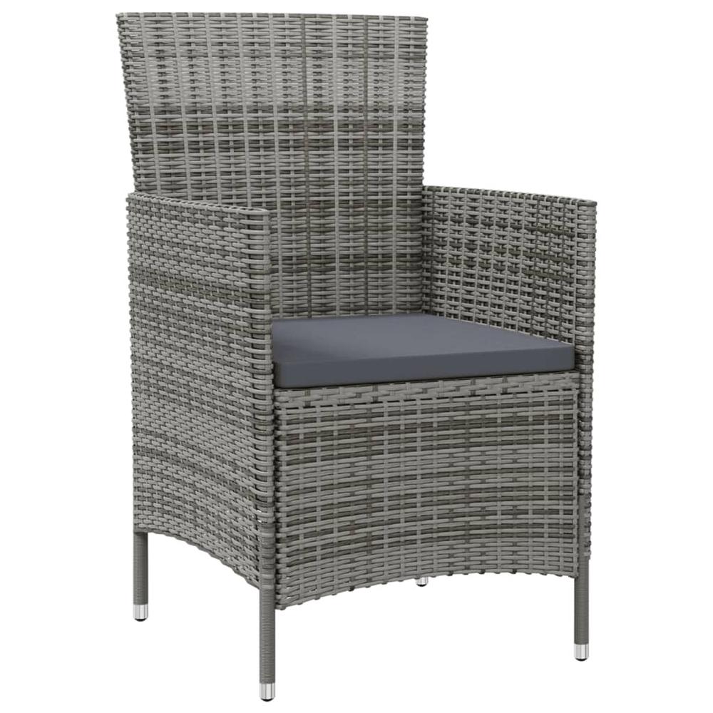 vidaXL Patio Chairs with Cushions 4 pcs Poly Rattan Gray, 316690. Picture 3