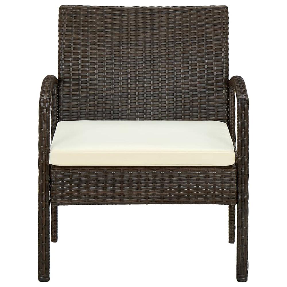 vidaXL Patio Chair with Cushion Poly Rattan Brown. Picture 2