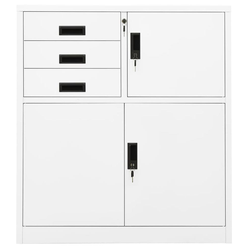 vidaXL Office Cabinet White 35.4"x15.7"x40.2" Steel, 336405. Picture 2