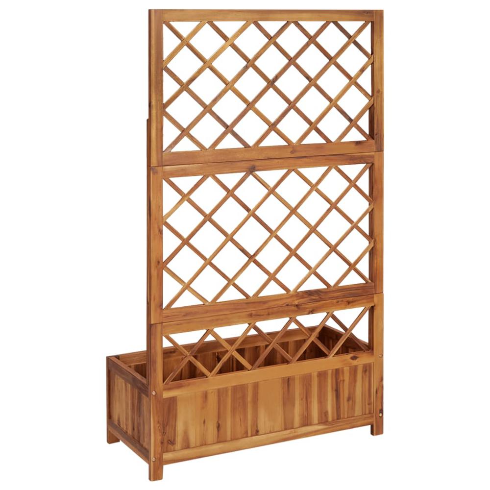 vidaXL Raised Bed with Trellis 33.5"x15"x59.1" Solid Acacia Wood. Picture 4