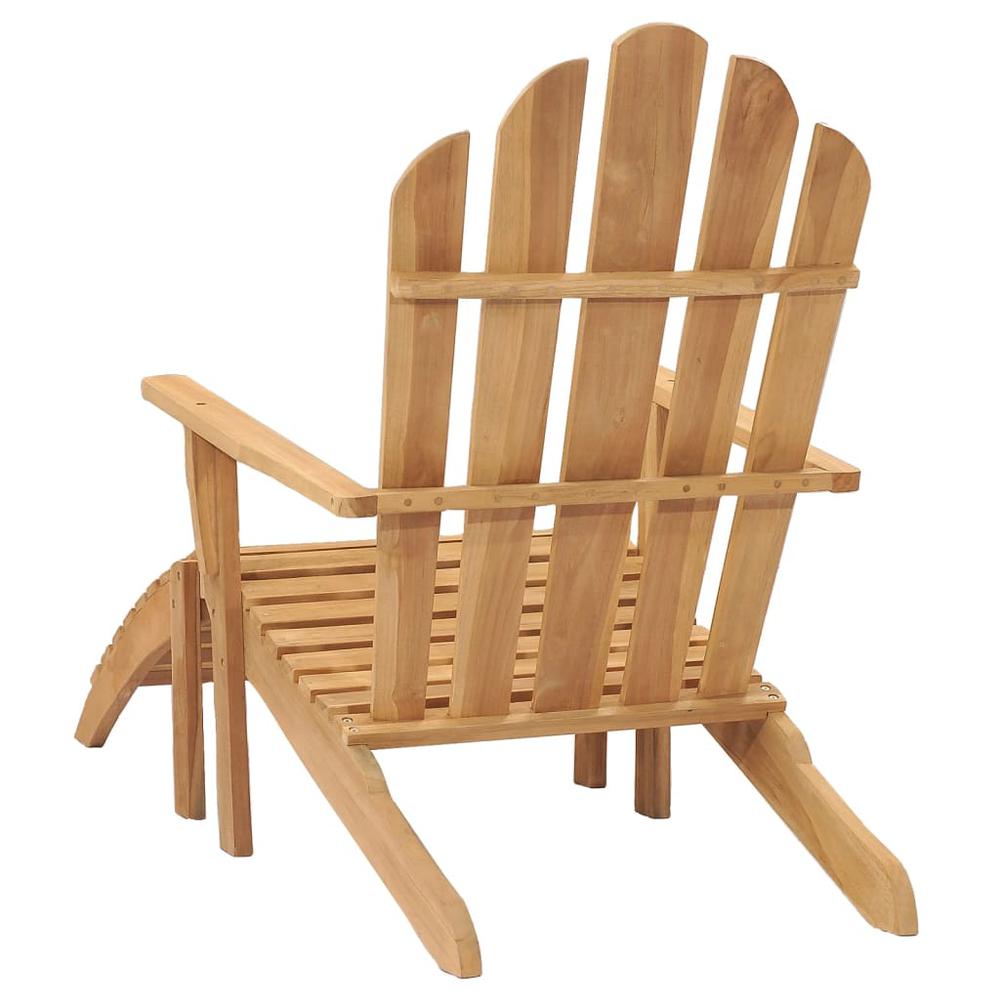 vidaXL Adirondack Chair with Footrest Solid Teak Wood. Picture 4