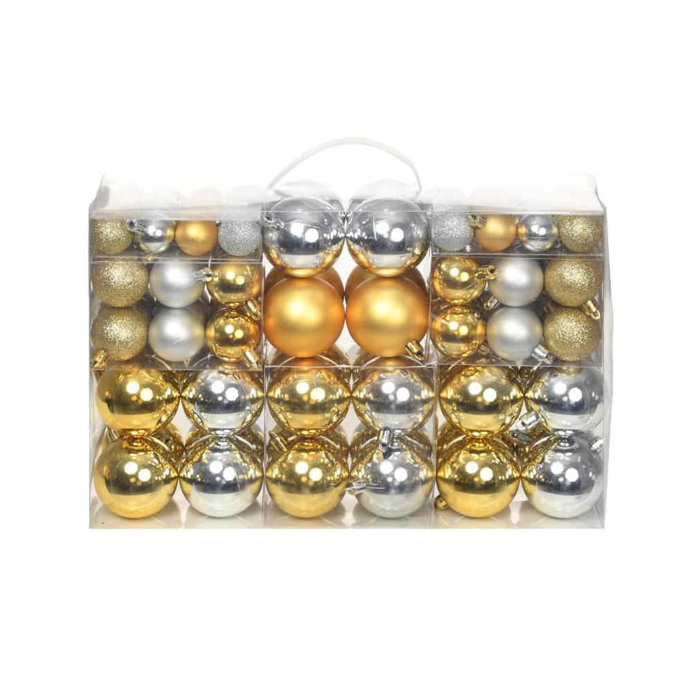 vidaXL Christmas Balls 100 pcs Silver/Gold. Picture 1