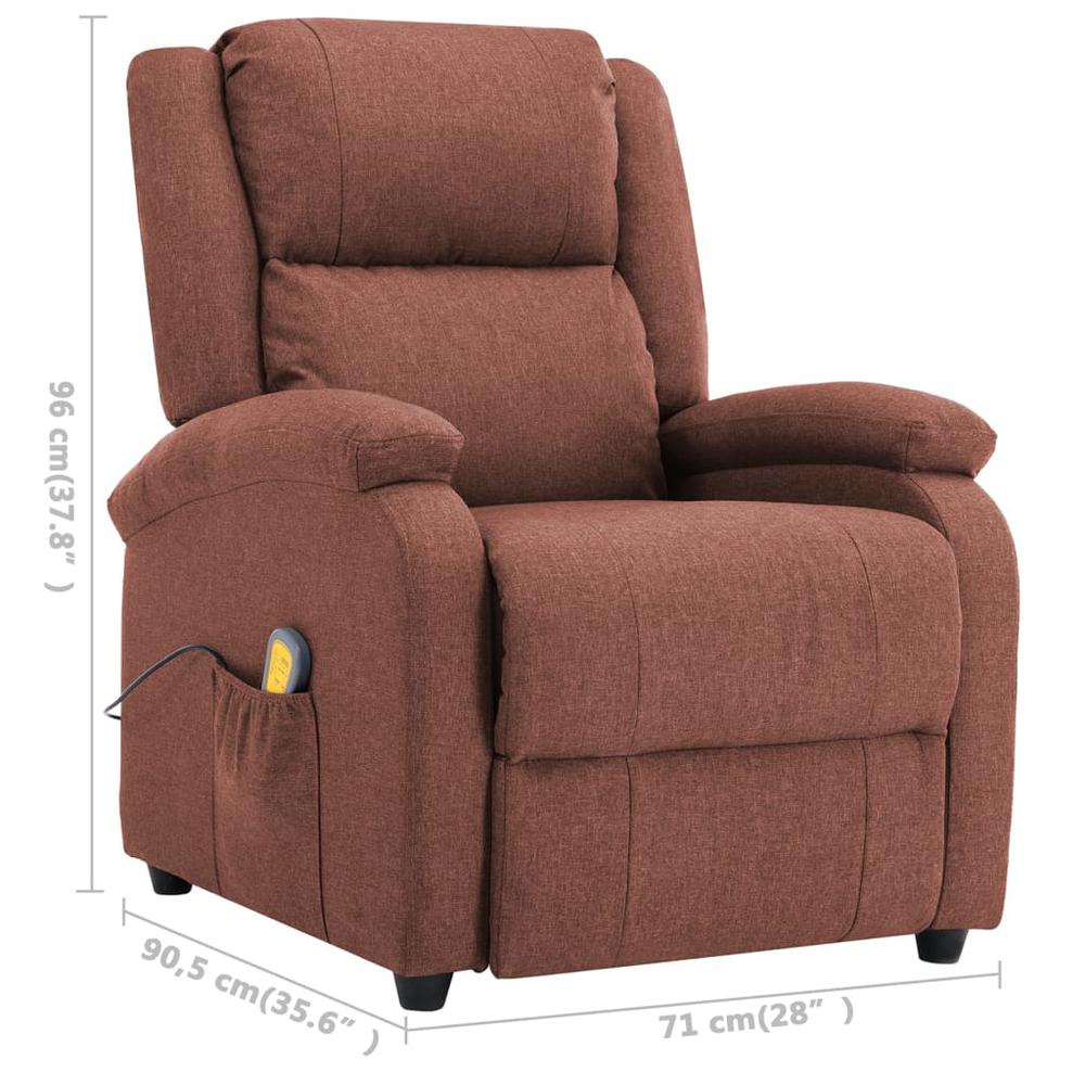 vidaXL Electric Massage Recliner Brown Fabric, 3074011. Picture 11