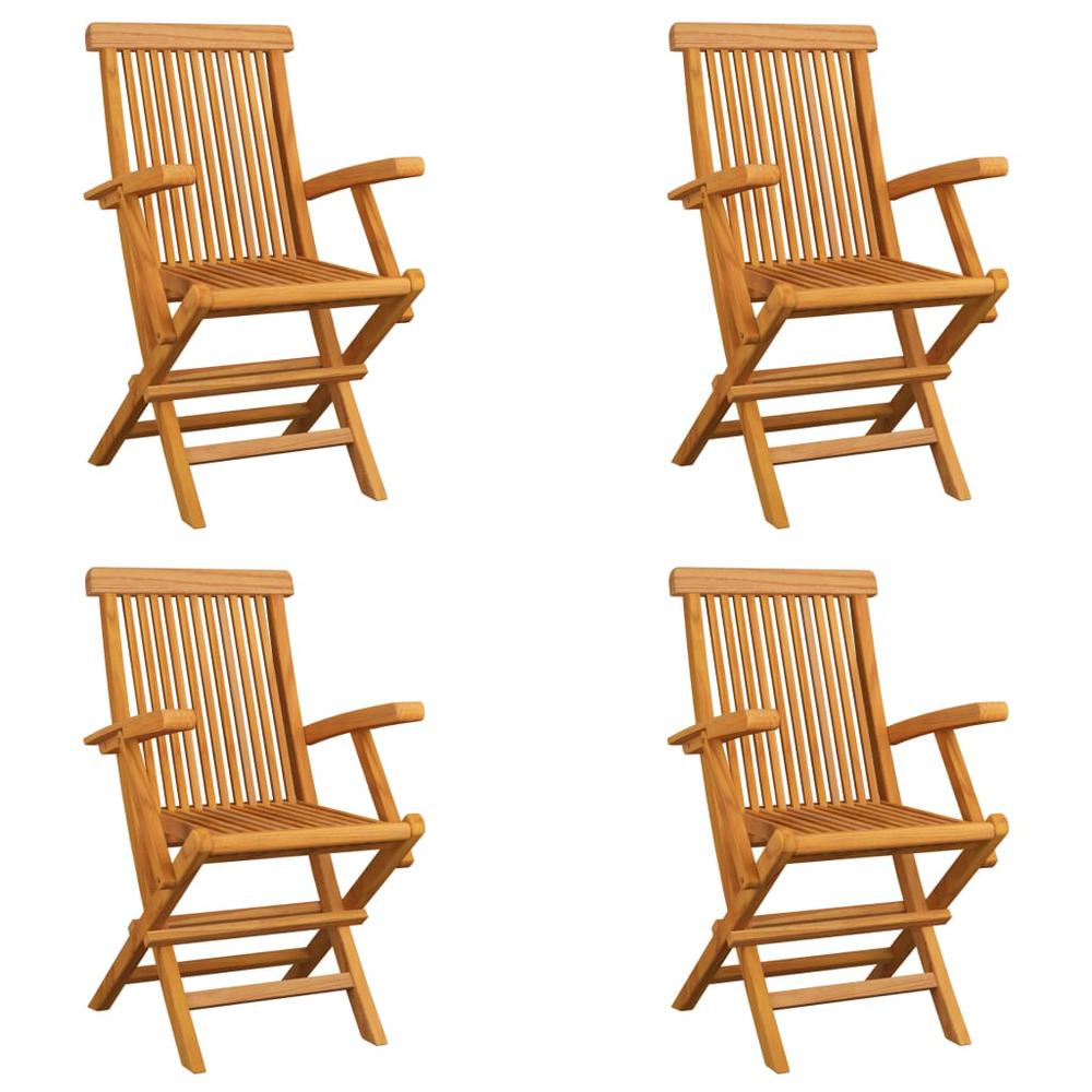 vidaXL Folding Patio Chairs 4 pcs Solid Teak Wood, 3065528. Picture 1