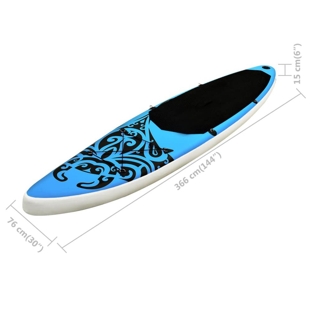 vidaXL Inflatable Stand Up Paddleboard Set 144.1"x29.9"x5.9" Blue 2739. Picture 11