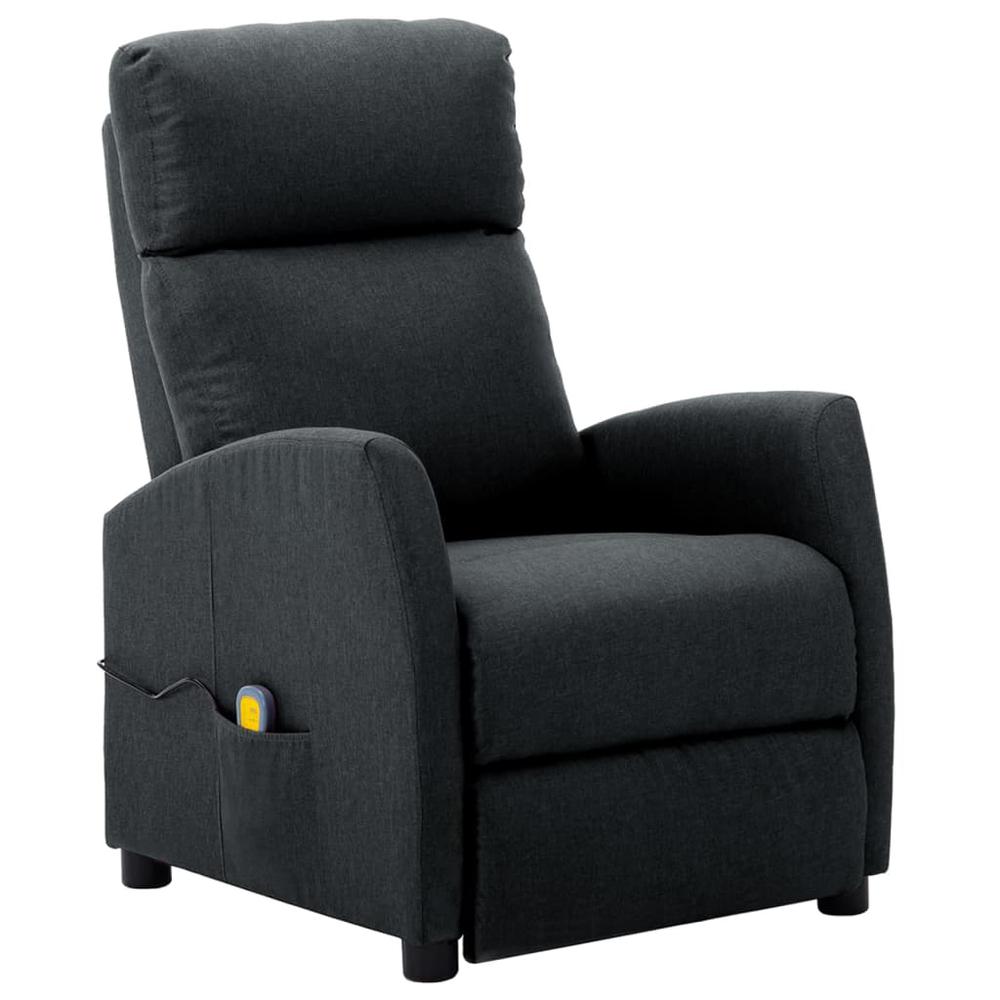 vidaXL Electric Massage Reclining Chair Dark Gray Fabric. Picture 2