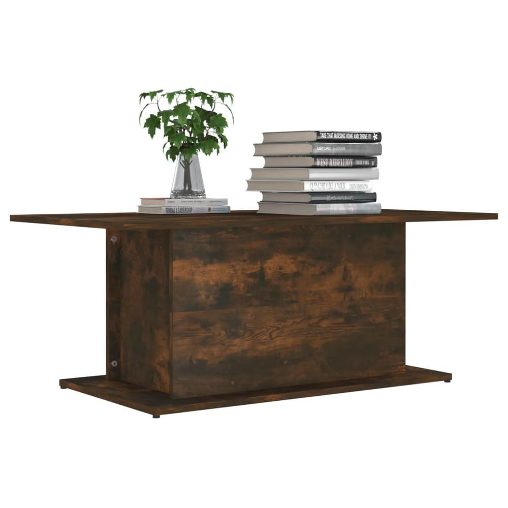 vidaXL Coffee Table Smoked Oak 40.2"x21.9"x15.7" Engineered Wood. Picture 3