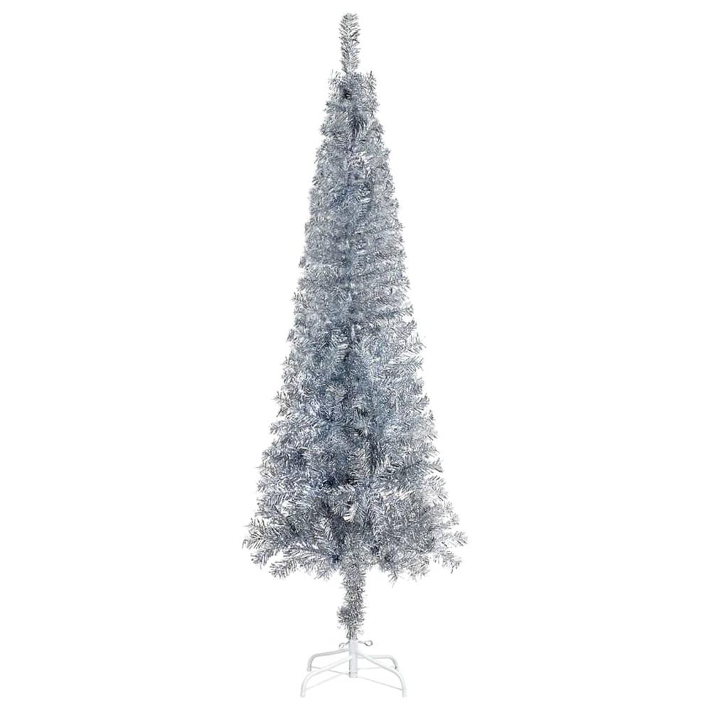 vidaXL Slim Christmas Tree Silver 70.9". Picture 2