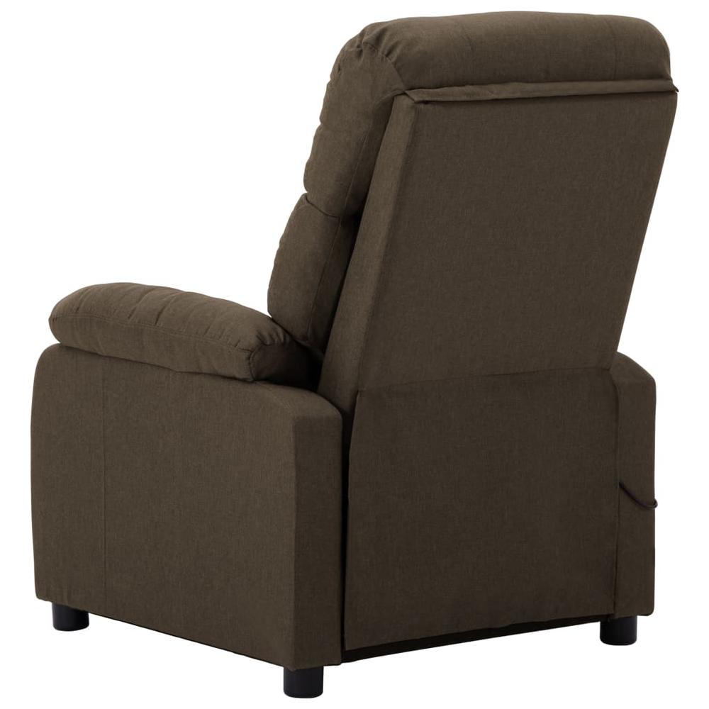 vidaXL Massage Recliner Chair Brown Fabric. Picture 4