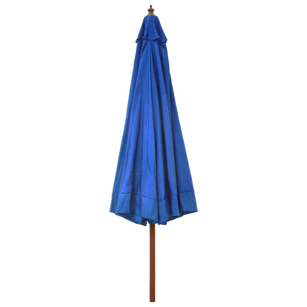 vidaXL Outdoor Parasol with Wooden Pole 129.9" Azure. Picture 3