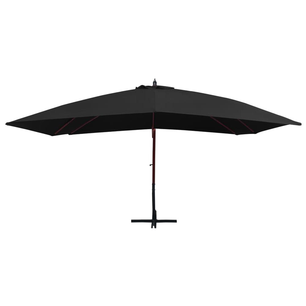 vidaXL Hanging Parasol with Wooden Pole 157.5"x118.1" Black. Picture 2