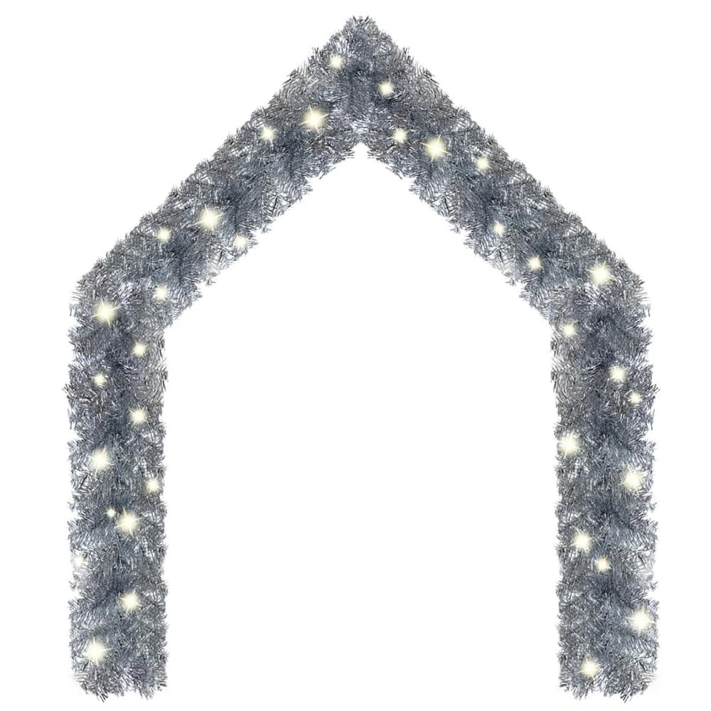 vidaXL Christmas Garland with LED Lights 393.7" Silver. Picture 2