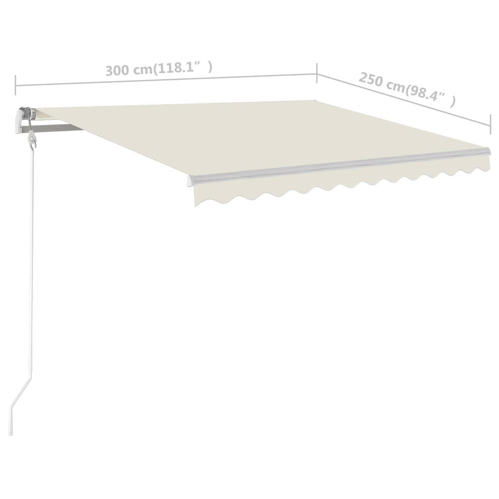 vidaXL Manual Retractable Awning with LED 9.8'x8.2' Cream. Picture 11