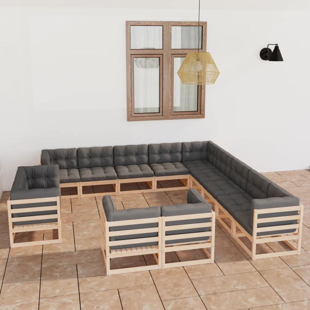 vidaXL 13 Piece Patio Lounge Set with Cushions Solid Pinewood, 3077014. The main picture.
