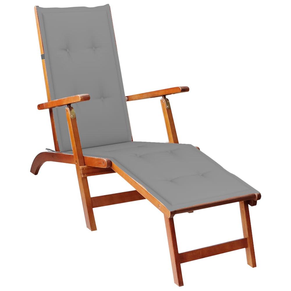vidaXL Deck Chair Cushion Gray (29.5"+41.3")x19.7"x1.2". Picture 3