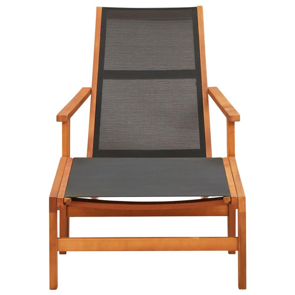 vidaXL Patio Chair with Footrest Solid Eucalyptus Wood and Textilene, 316127. Picture 2