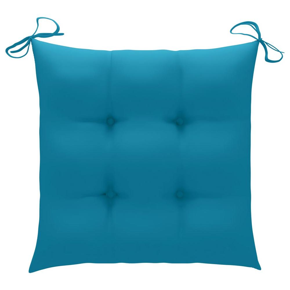 vidaXL Chair Cushions 2 pcs Light Blue 19.7"x19.7"x2.8" Fabric. Picture 2