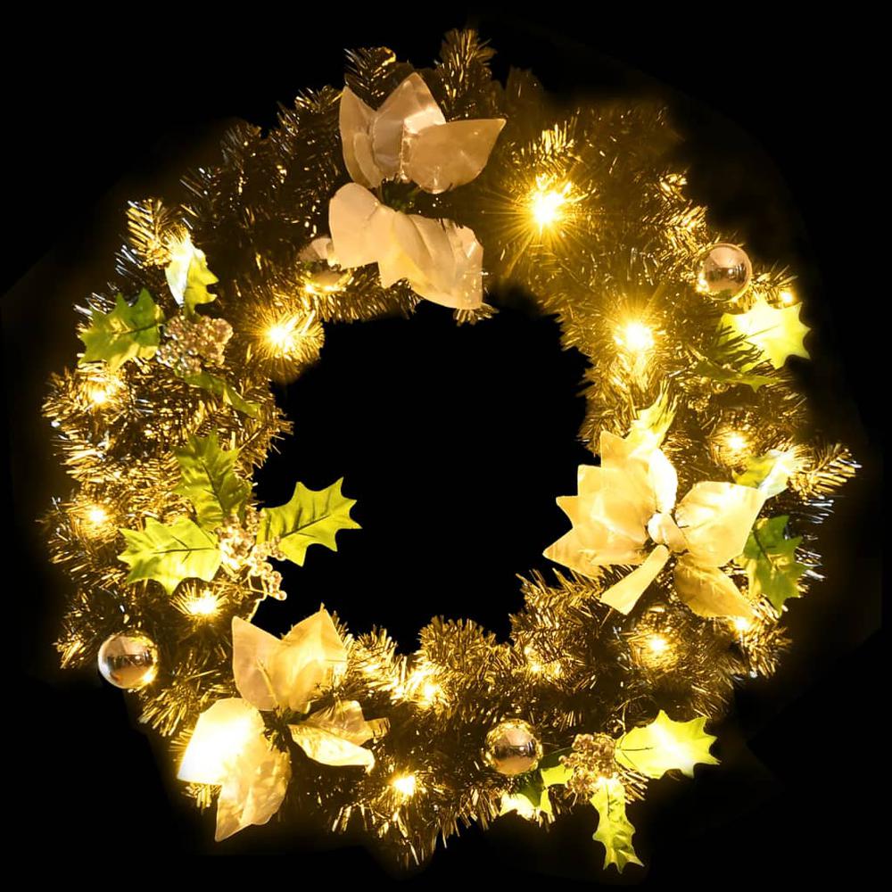 vidaXL Christmas Wreath with LED Lights Black 23.6" PVC. Picture 4