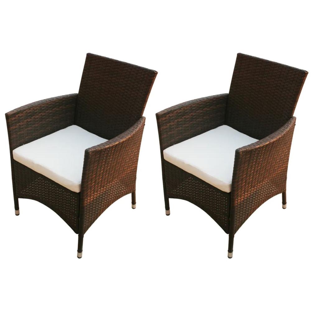 vidaXL Garden Chairs 2 pcs Poly Rattan Brown, 43123. Picture 1