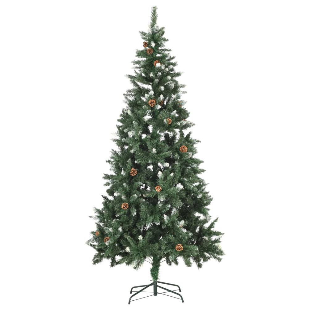 vidaXL Artificial Christmas Tree with Pine Cones and White Glitter 82.7". Picture 2