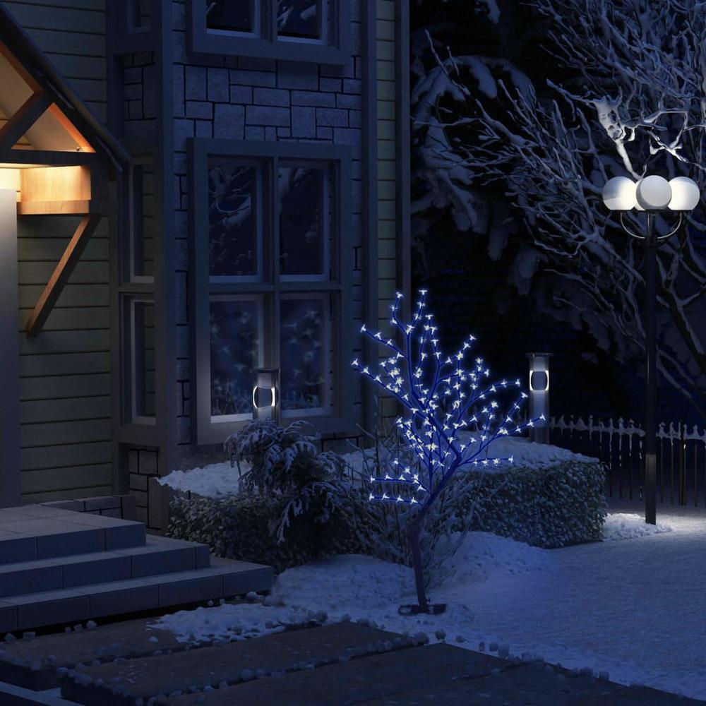 vidaXL Christmas Tree 128 LEDs Blue Light Cherry Blossom 47.2". Picture 1