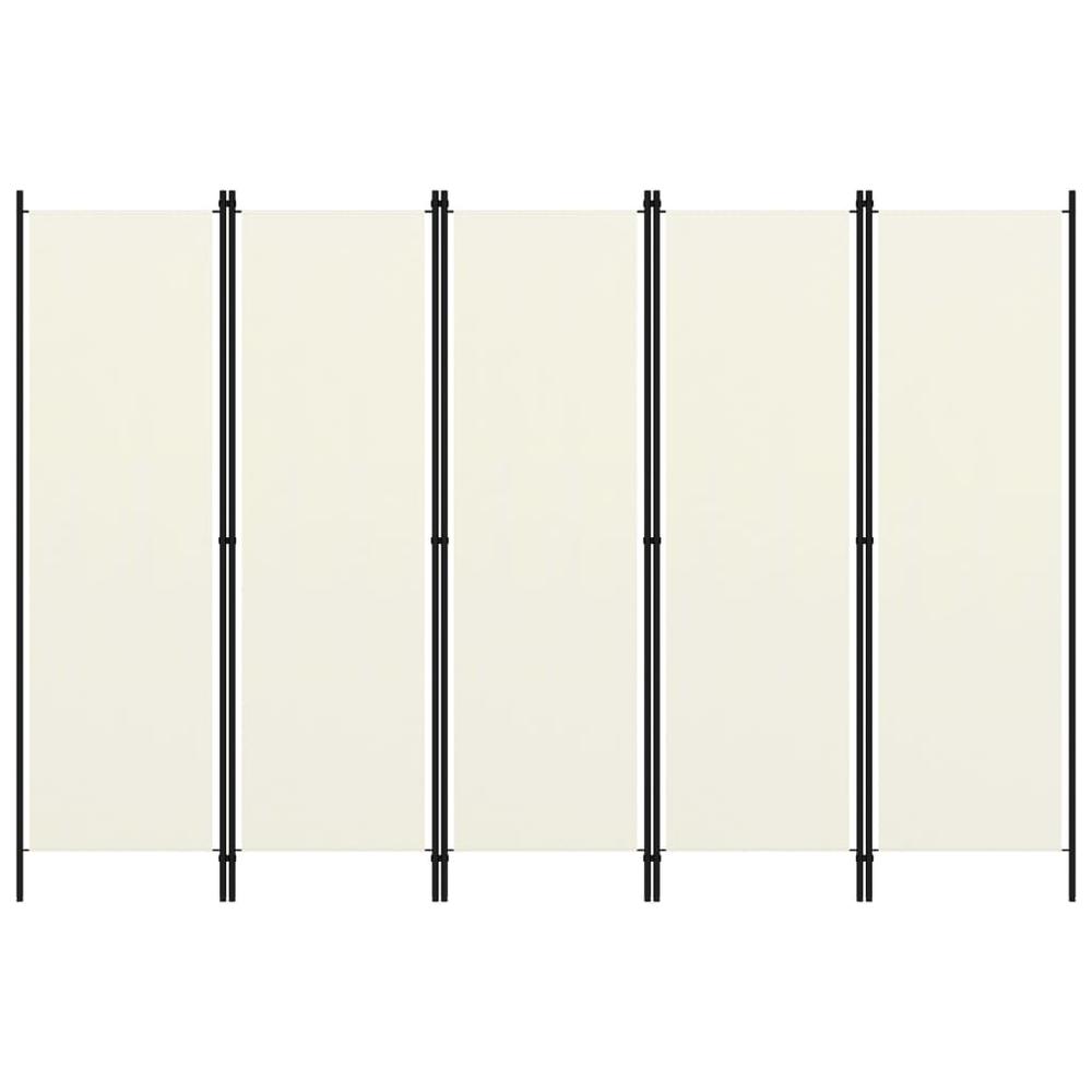 vidaXL 5-Panel Room Divider Cream White 98.4"x70.9". Picture 1