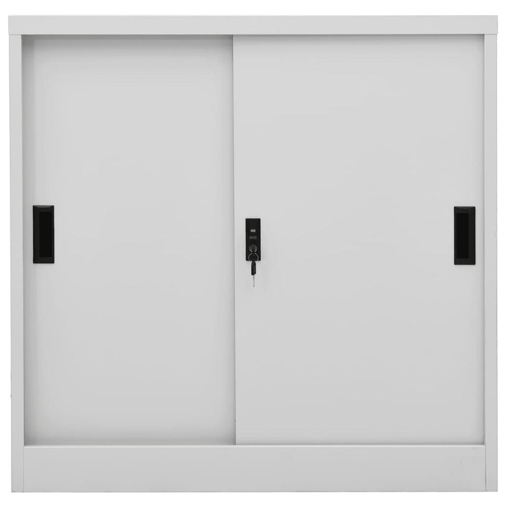 vidaXL Office Cabinet with Sliding Door Light Gray 35.4"x15.7"x35.4" Steel. Picture 2