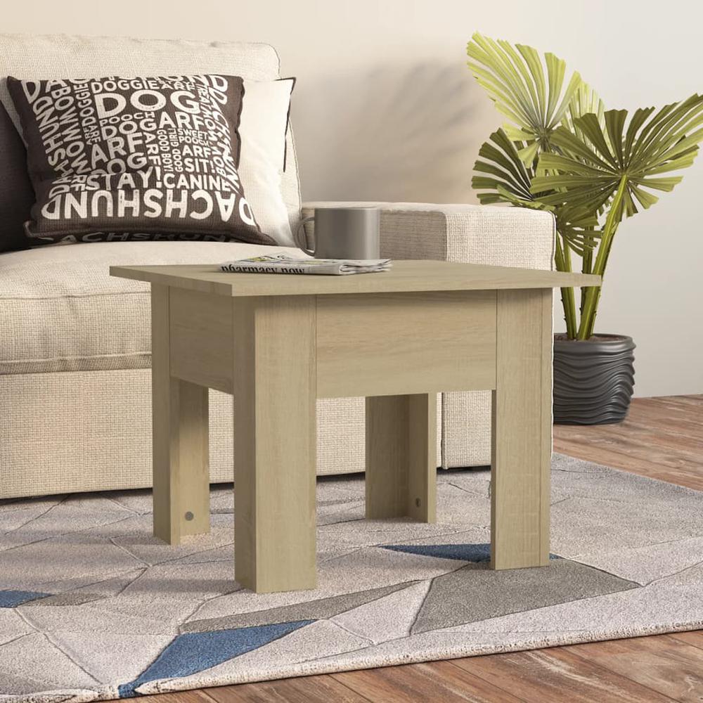 vidaXL Coffee Table Sonoma Oak 21.7"x21.7"x16.5" Engineered Wood. Picture 1