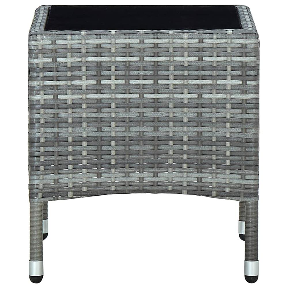 vidaXL Patio Table Gray 15.7"x15.7"x17.7" Poly Rattan. Picture 2