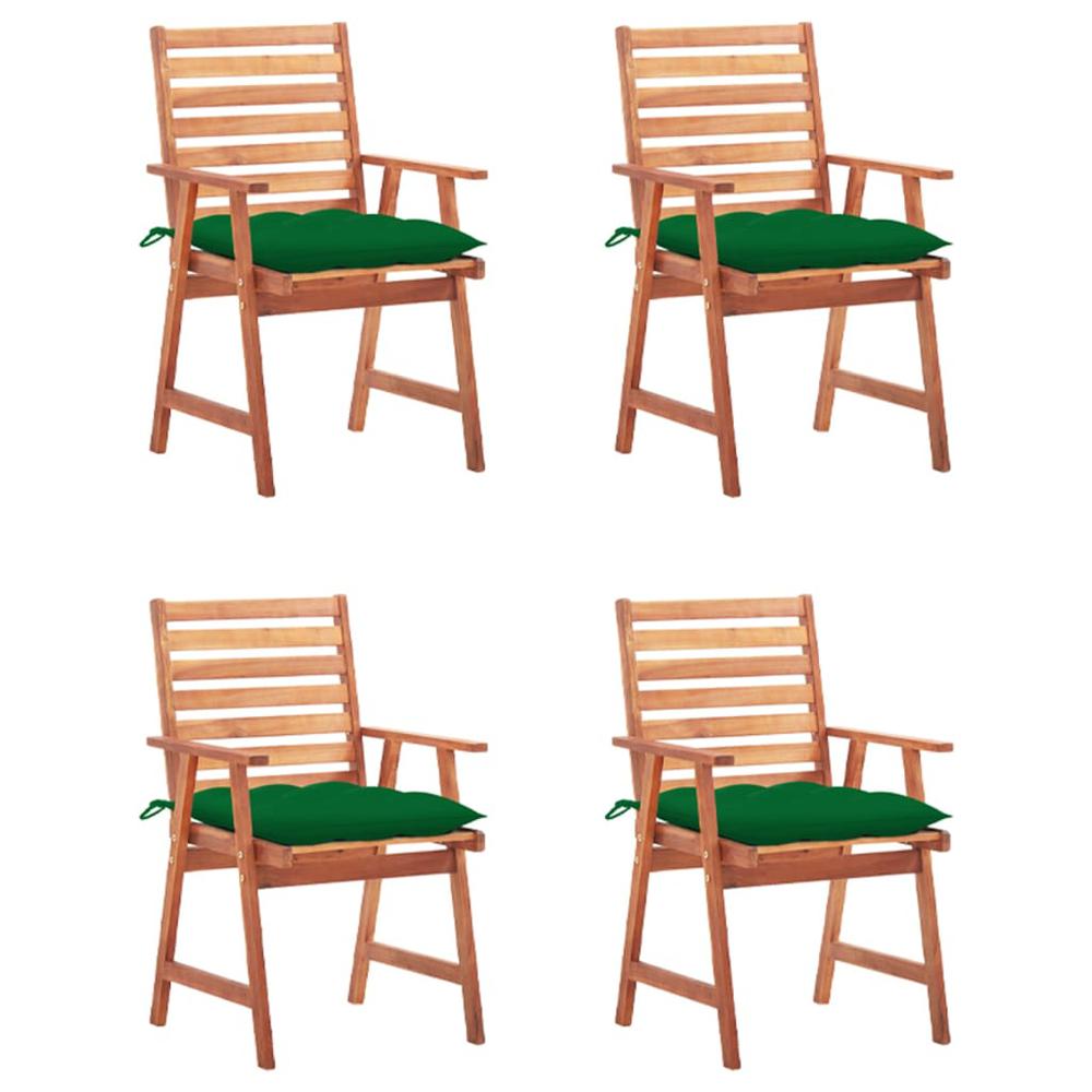 vidaXL Patio Dining Chairs 4 pcs with Cushions Solid Acacia Wood, 3078340. Picture 1