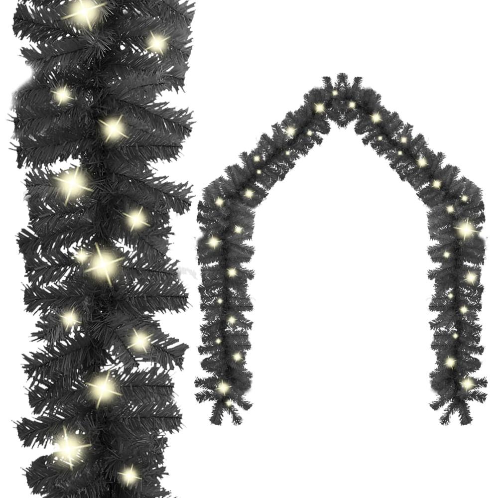 vidaXL Christmas Garland with LED Lights 787.4" Black. Picture 1