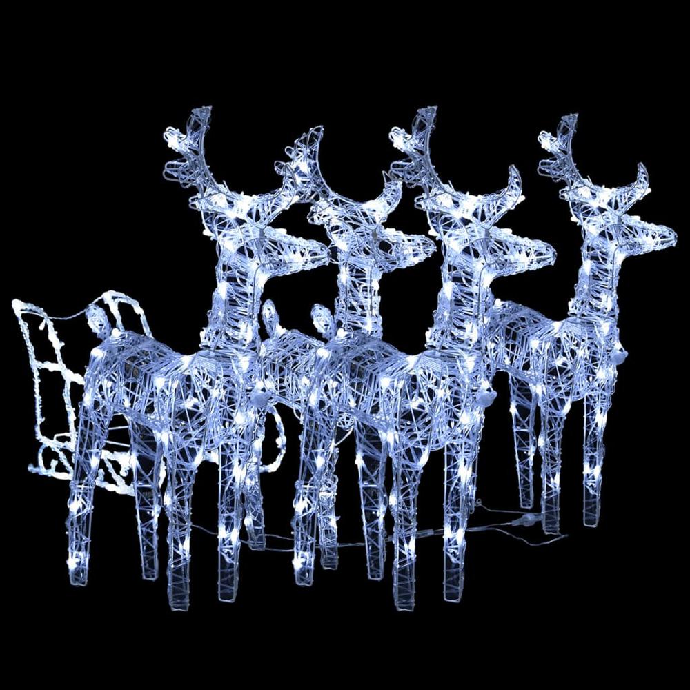 vidaXL Reindeers & Sleigh Christmas Decoration 240 LEDs Acrylic, 3100420. Picture 2