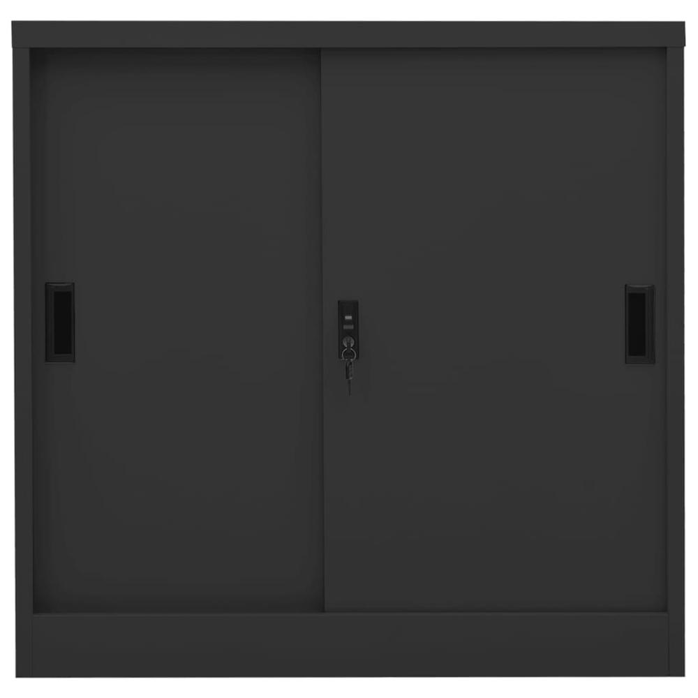 vidaXL Office Cabinet with Sliding Door Anthracite 35.4"x15.7"x35.4" Steel. Picture 2