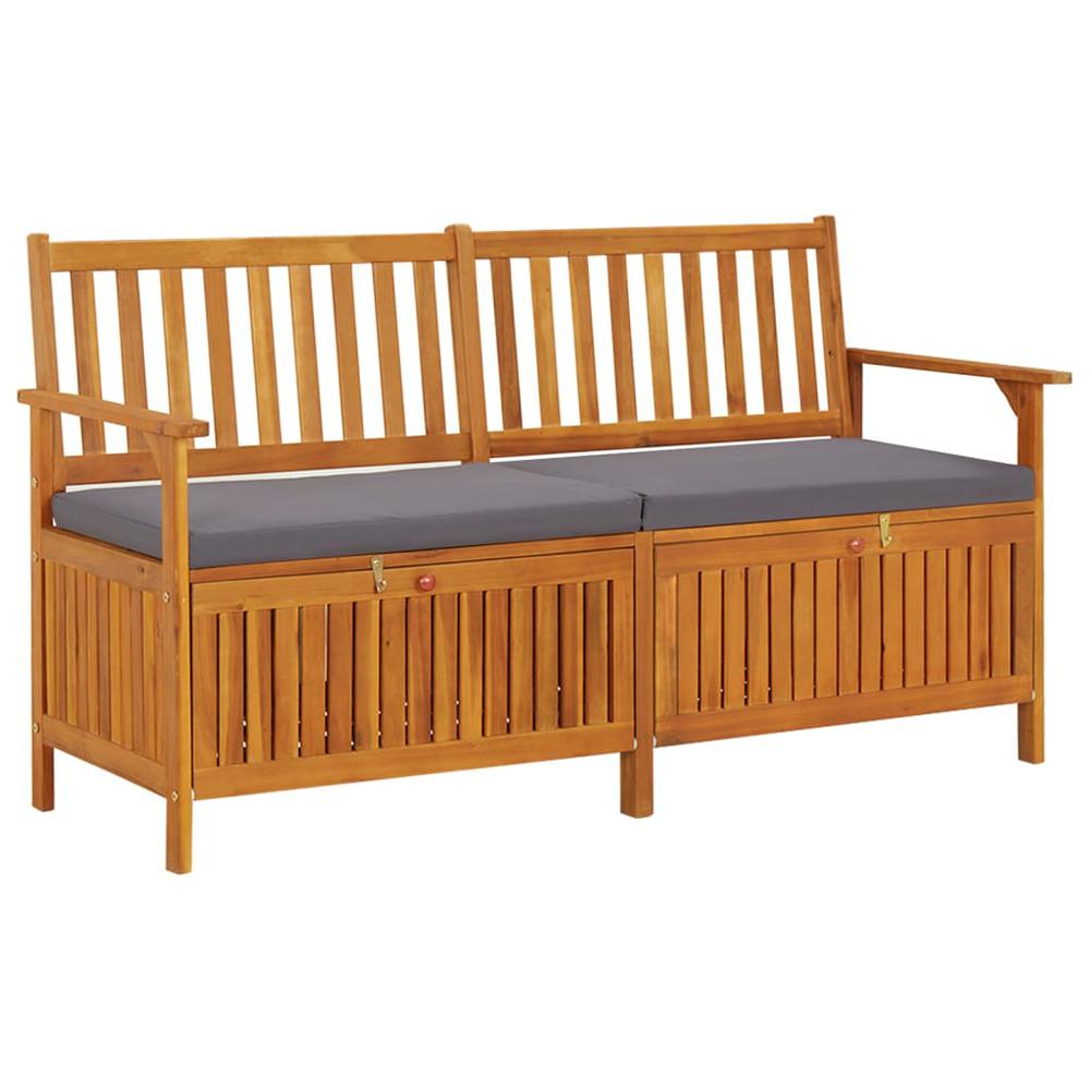 vidaXL Storage Bench with Cushion 58.3" Solid Wood Acacia, 316740. Picture 1