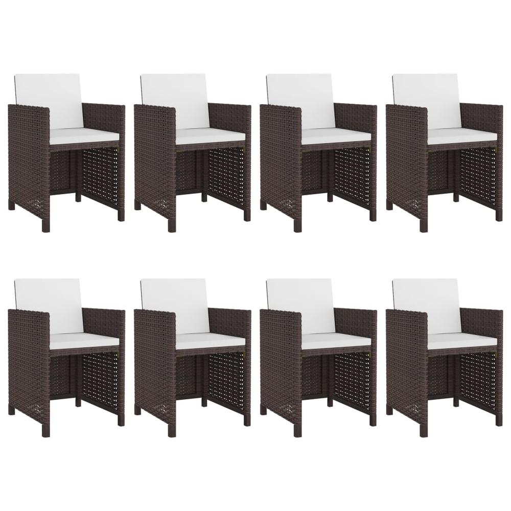 vidaXL 9 Piece Patio Dining Set with Cushions Poly Rattan Brown, 313646. Picture 2