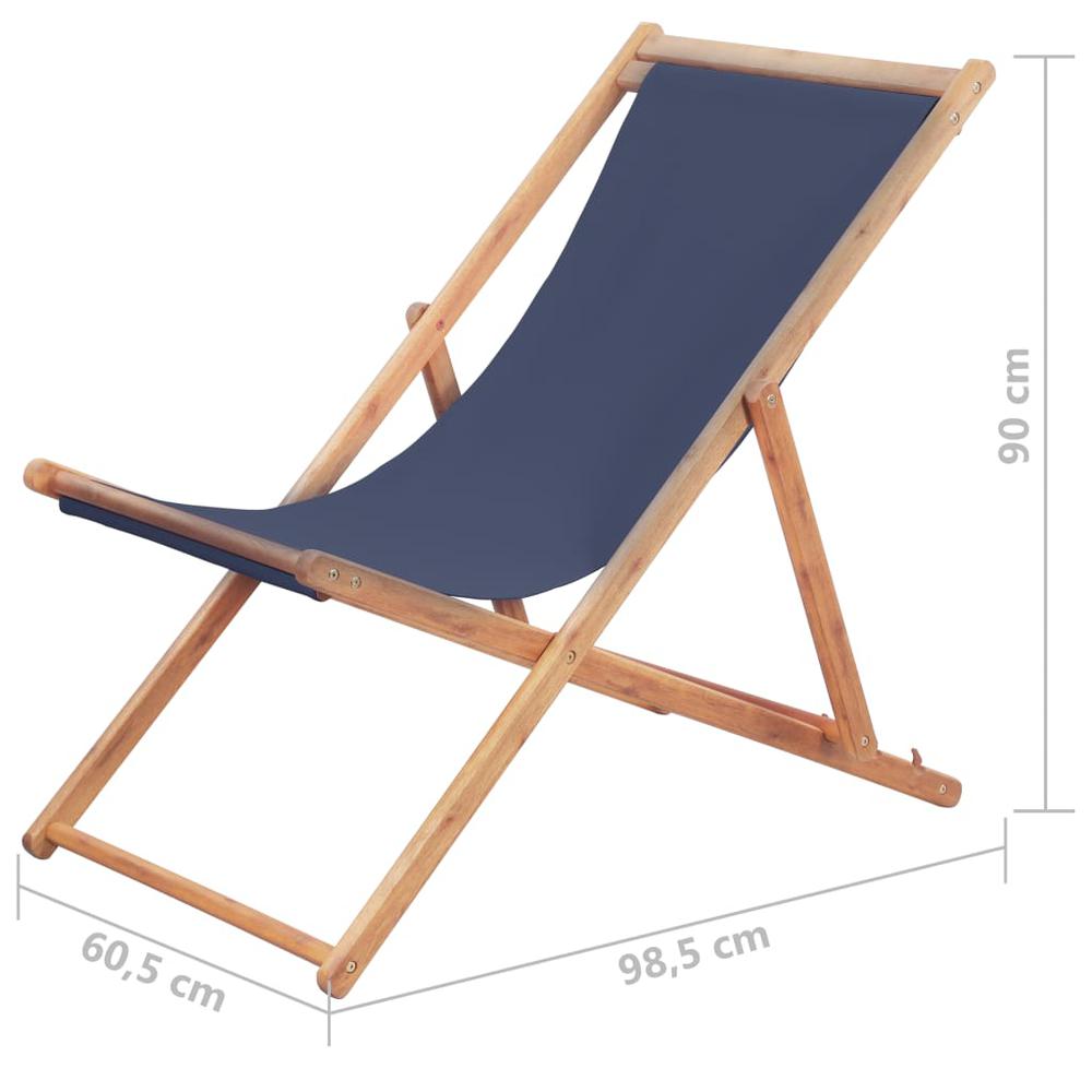 vidaXL Folding Beach Chair Fabric and Wooden Frame Blue, 44000. Picture 11