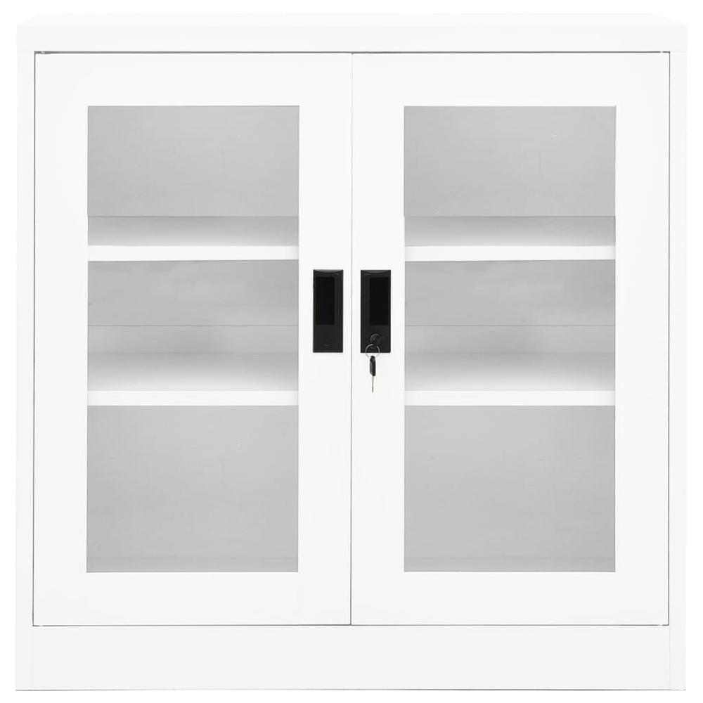 vidaXL Office Cabinet White 35.4"x15.7"x35.4" Steel. Picture 2