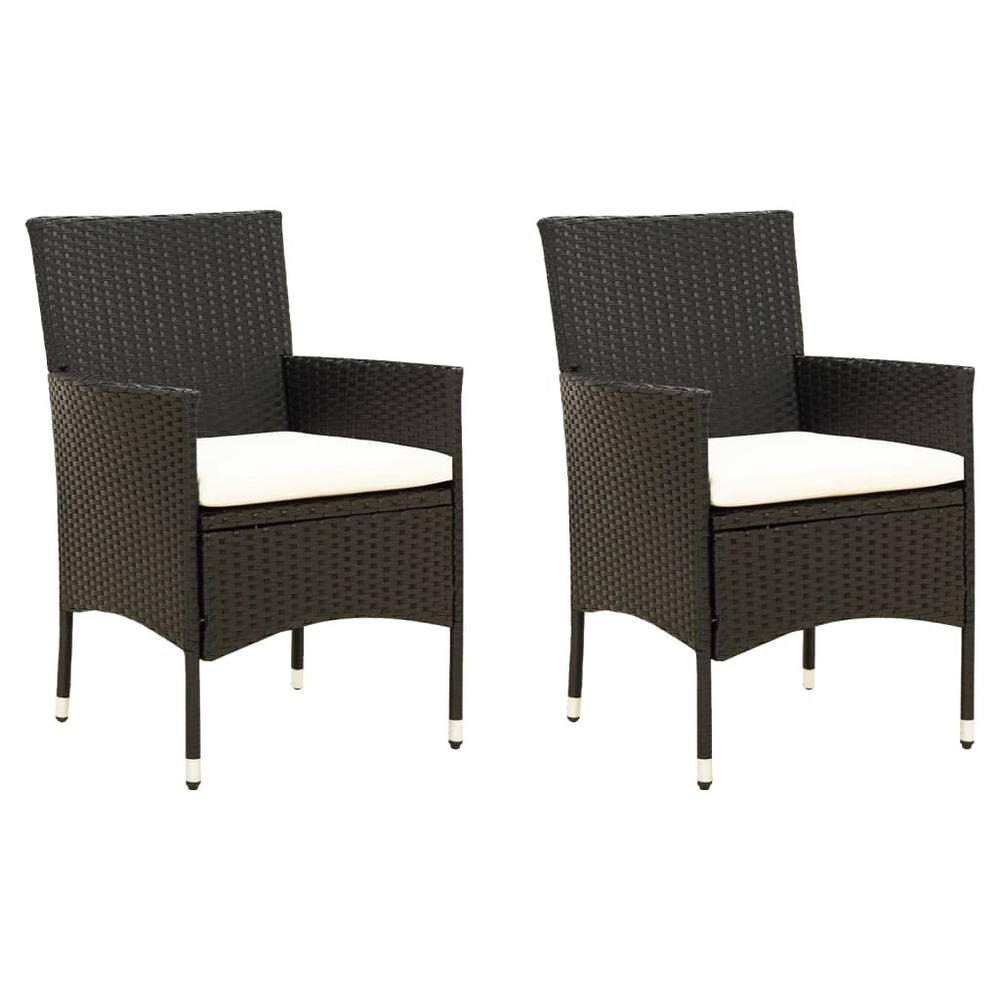 vidaXL Patio Chairs with Cushions 2 pcs Poly Rattan Black, 316680. Picture 1