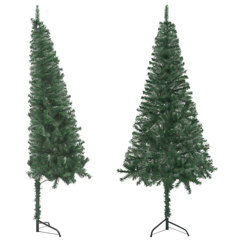 vidaXL Corner Artificial Christmas Tree Green 82.7" PVC. Picture 2