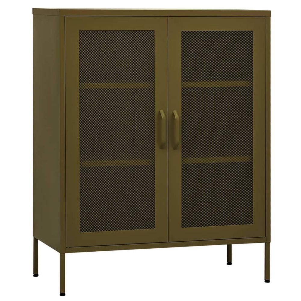 vidaXL Storage Cabinet Olive Green 31.5"x13.8"x40" Steel. Picture 2